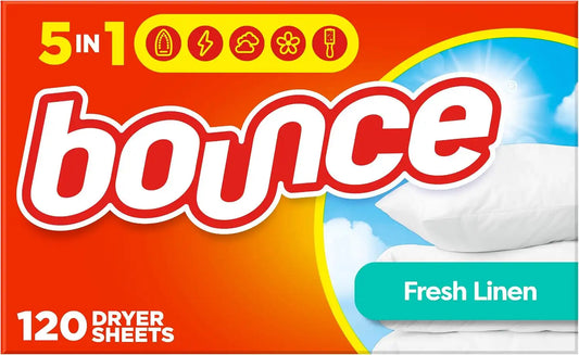 Bounce Fabric Softener Sheets, Fresh Linen Scent,120 Count (Pack of 6)