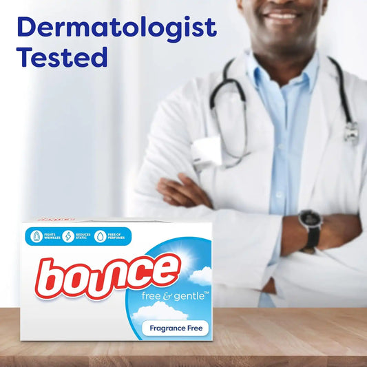 Bounce Free & Gentle Dryer Sheets, Unscented, 240 Count (Pack of 4)