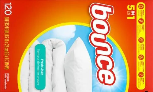 Bounce Fabric Softener Sheets, Fresh Linen Scent,120 Count (Pack of 6)