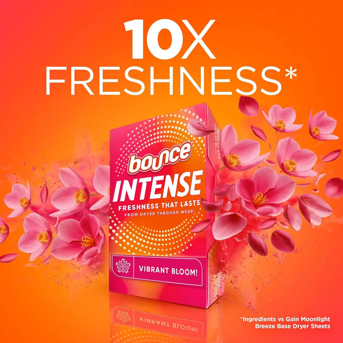 Bounce Intense Dryer Sheets, Vibrant Bloom, 60 Count, Scent Boosting Dryer Sheet (Pack of 6)
