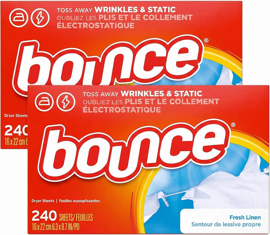 Bounce Fabric Softener Sheets, Fresh Linen Scent, 240 Count (Pack of 2)