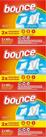 Bounce Dryer Sheets, 330 count, Outdoor Fresh Scent, Fabric Softener Sheets, Reduces Static, Softens and Fights Wrinkles (Pack of 3)
