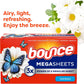 Bounce Mega Dryer Sheets, Fresh Breeze, 130 Count, Mega Fabric Softener Sheets with Static Control, Wrinkle Reduction, Extra Softness, Lasting Scent, Repels Lint (Pack of 3)