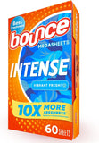 Bounce Intense Dryer Sheets, 60 count, Vibrant Fresh, Scent Boosting Dryer Sheet Formulated to Fight Wrinkles and Static