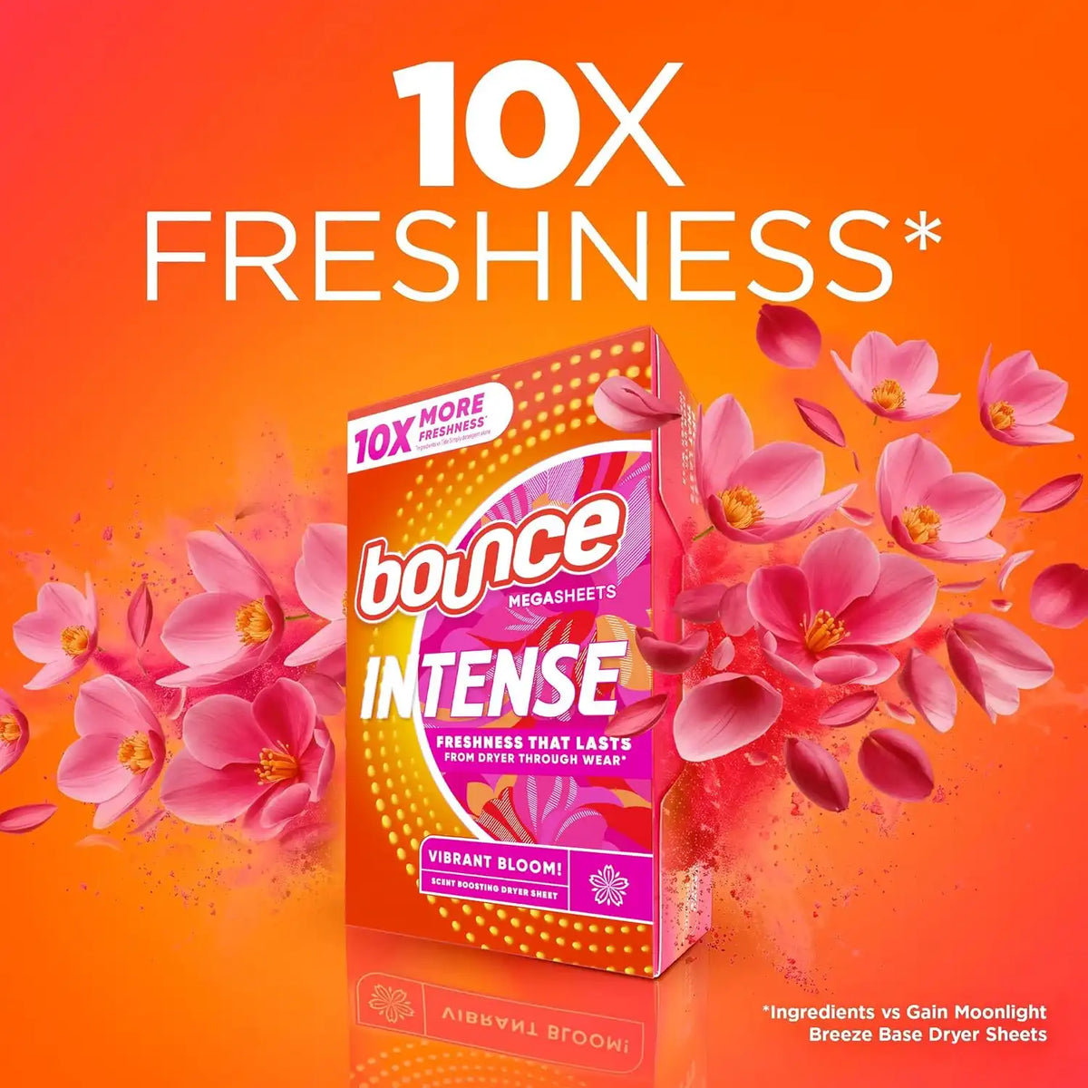 Bounce Intense Dryer Sheets, 80 count, Vibrant Bloom, Scent Boosting Dryer Sheet Formulated to Fight Wrinkles and Static