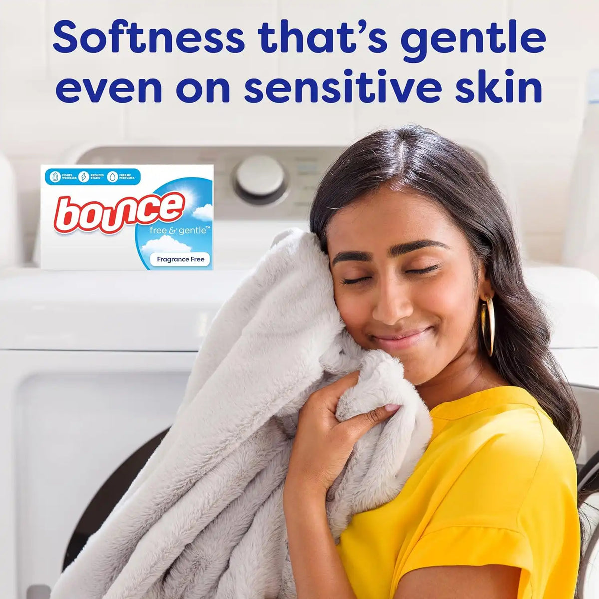Bounce Free And Gentle Dryer Sheets For Sensitive Skin, Hypoallergenic, Free Of Dyes And Perfumes, Unscented, 330 Count (Pack of 3)