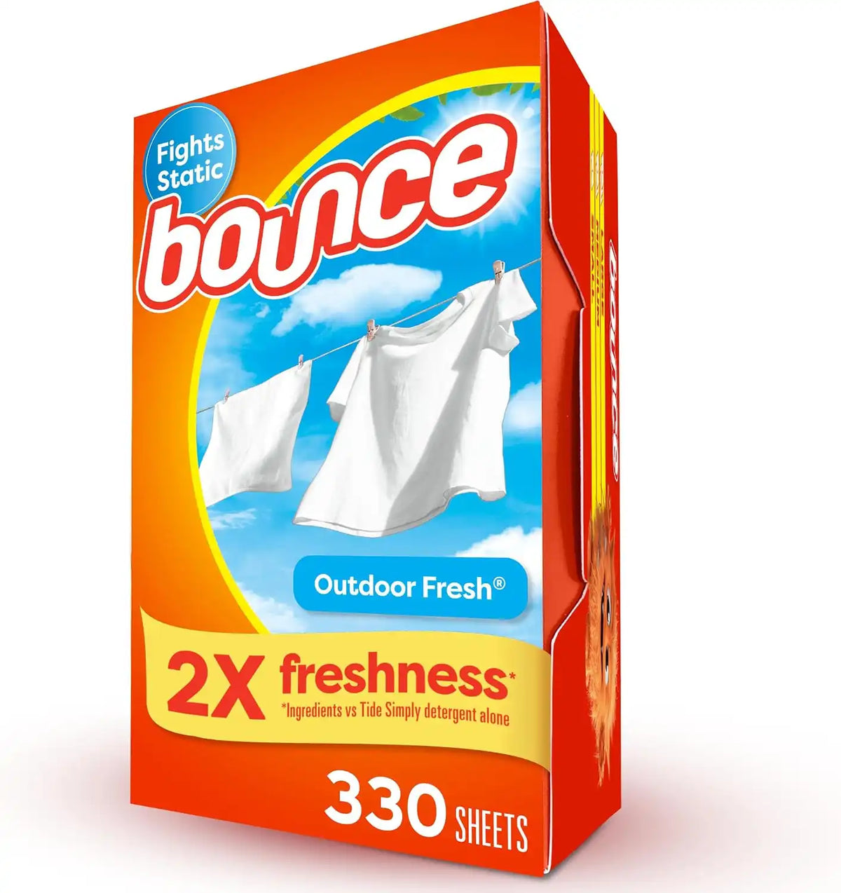 Bounce Dryer Sheets, 330 count, Outdoor Fresh Scent, Fabric Softener Sheets, Reduces Static, Softens and Fights Wrinkles