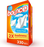 Bounce Dryer Sheets, 330 count, Outdoor Fresh Scent, Fabric Softener Sheets, Reduces Static, Softens and Fights Wrinkles